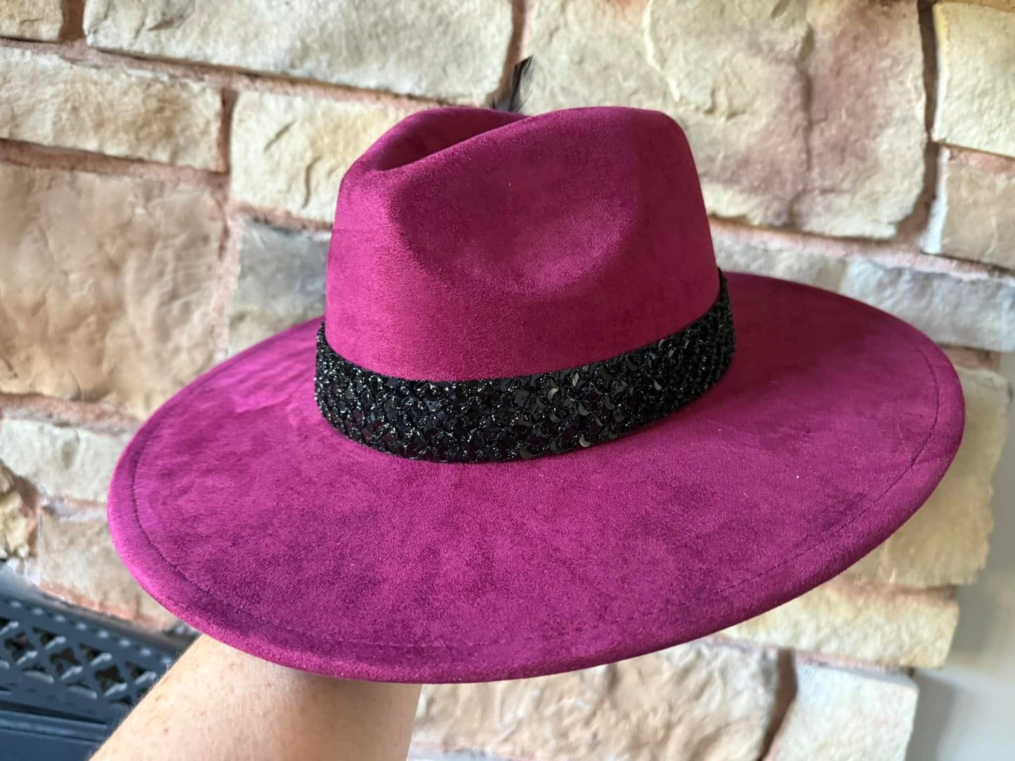 Charlotte - Plum Suede Wide Brim Hat