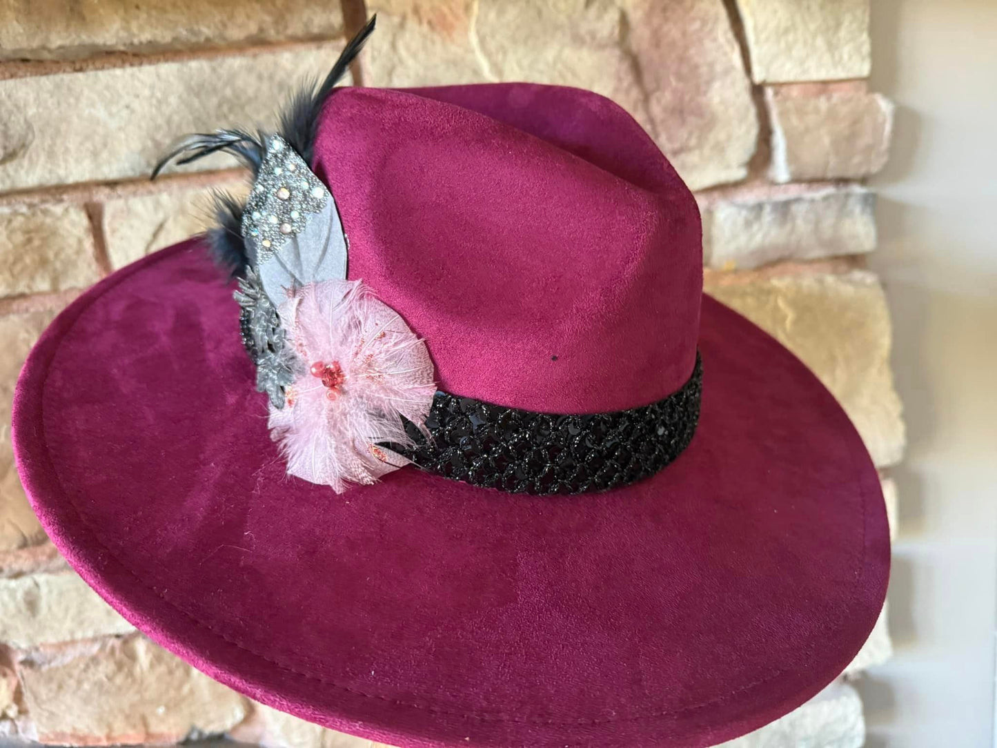 Charlotte - Plum Suede Wide Brim Hat