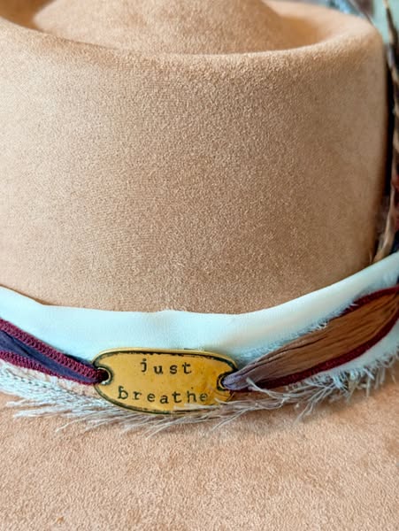 "Brie" - a lovely boater with "Just Breathe" message