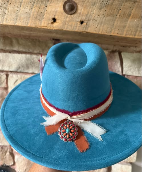 "Amber" - a teal and rust delight